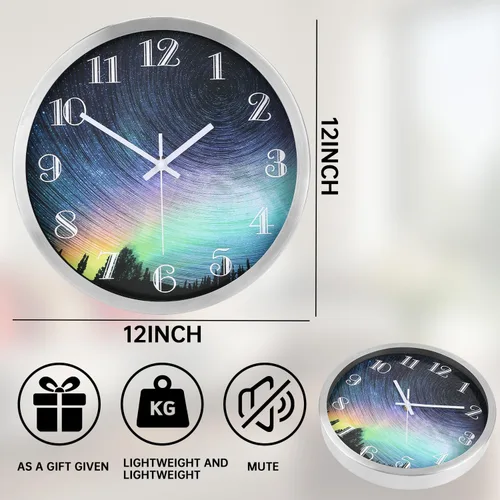 Miniatura 3 de Reloj de pared moderno de 12 pulgadas, funciona con pilas, reloj analógico colorido silencioso sin tictac para oficina, hogar, baño, cocina