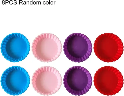 Miniatura 9 de Paquete de 8 moldes de silicona para tartas y tartas, moldes redondos de 4.2 pulgadas, moldes pequeños estriados para tartas, mini moldes