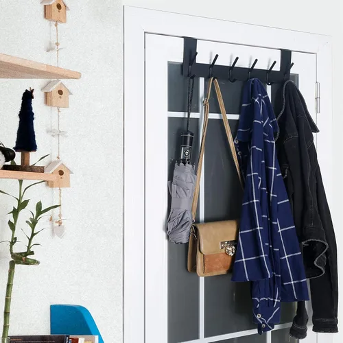 Miniatura 8 de WEBI Ganchos para Puerta Colgadores de Puerta: Toallero Sobre la Puerta con 6 Ganchos para Colgar, Colgador de Toallas Perchero de Puerta Colgador
