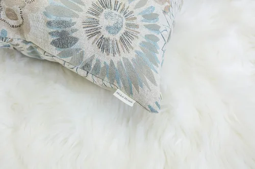 Miniatura 3 de Mika Home Paquete de 2 fundas de cojín rectangulares decorativas oblongas para silla, patrón de girasol, 12 x 20 pulgadas, color azul crema