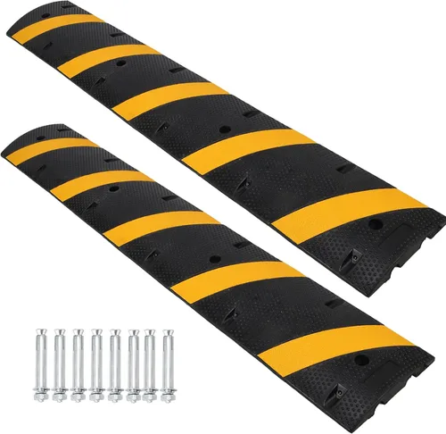 Miniatura 10 de Towallmark Golpe de velocidad de goma de 3.3 pies, 2 paquetes de 2 canales modulares de alta resistencia, capacidad de carga de 25,000 libras, rampa