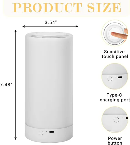 Miniatura 2 de UNIFUN Lámpara de mesa, lámparas de mesita con sensor táctil, luz blanca cálida de intensidad regulable y RGB con cambio de color para habitación
