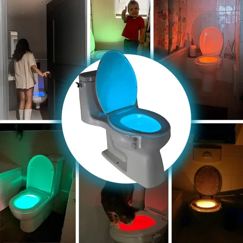 Miniatura 8 de 2 unidades. La luz nocturna original para taza de inodoro. Divertido y útil dispositivo con sensor de movimiento para el baño. Idea de regalo