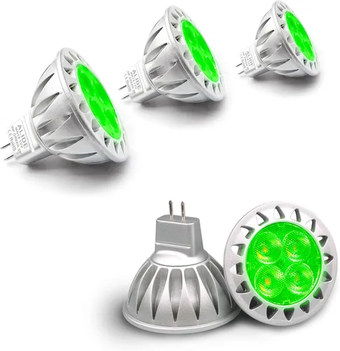 ALIDE Bombillas LED verdes MR16 GU5.3 de 5 W, 20 W, 35 W, 50 W, equivalente a halógeno, 12 V de bajo voltaje MR16, focos LED verdes para paisajes al
