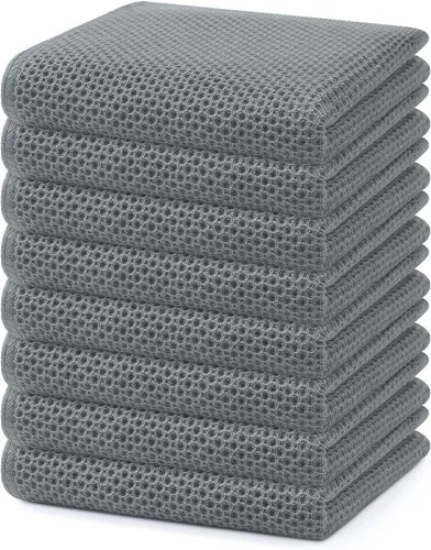 Miniatura 135 de Homaxy Paños de cocina de 100% algodón con tejido de gofre, ultra suaves, absorbentes, de secado rápido, 12 x 12 pulgadas, paquete de 6, amarillo