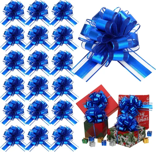 Juexica 30 lazos grandes de Navidad para envolver regalos, lazo impermeable de 6 pulgadas para cajas de regalo de San Valentín (azul oscuro)