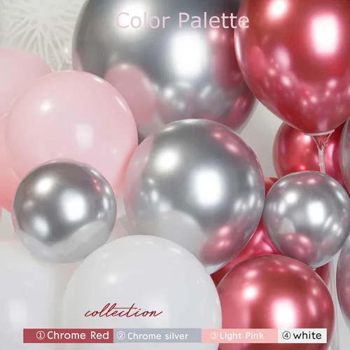 Miniatura 5 de Kit de arco de guirnalda de globos de invierno rosa, cromado, plateado, rojo y blanco con globos de copo de nieve para niñas Onederland princesa