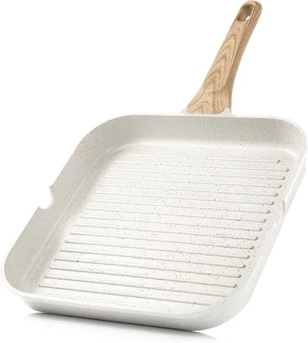 Miniatura 12 de SENSARTE Sartén Parrilla Antiadherente para Estufas, Plancha Versátil con Boquillas de Vertido, Superficie de Cocción Cuadrada Grande, Sartén Gris