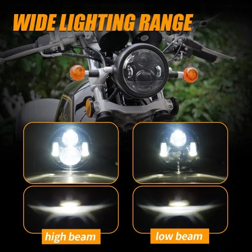 Miniatura 2 de Conjunto de faros delanteros LED de motocicleta de 5.75 pulgadas con patrón de araña negra, compatible con Harley Sportster Iron 883, Dyna Street