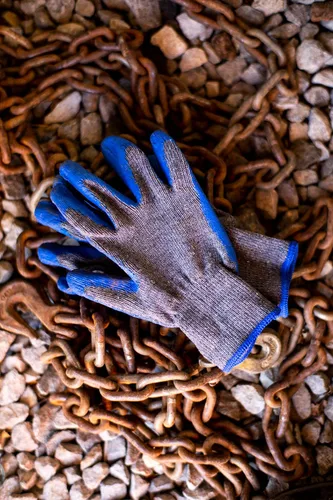 Miniatura 11 de G & F Products 3108-10 Guantes de trabajo con palma de tejido de cuerda, guantes cubiertos de látex, guantes recubiertos de nitrilo para uso 2-Azul