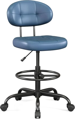 Miniatura 11 de Misolant Silla de Dibujo, Silla de Oficina Alta sin Brazos con Anillo Reposapiés para Escritorio de Pie, Pequeña Silla Ejecutiva de Computadora