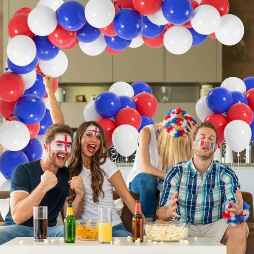 Miniatura 4 de 100 globos rojos, blancos y azules, globos patrióticos del Día de la Independencia de 12 pulgadas para graduación, 4 de julio, fiesta de cumpleaños