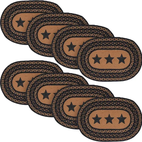 Miniatura 14 de VHC Brands Farmhouse Star - Mantel individual para mesa de comedor, yute trenzado, ovalado, negro tostado, 10 x 16 pulgadas