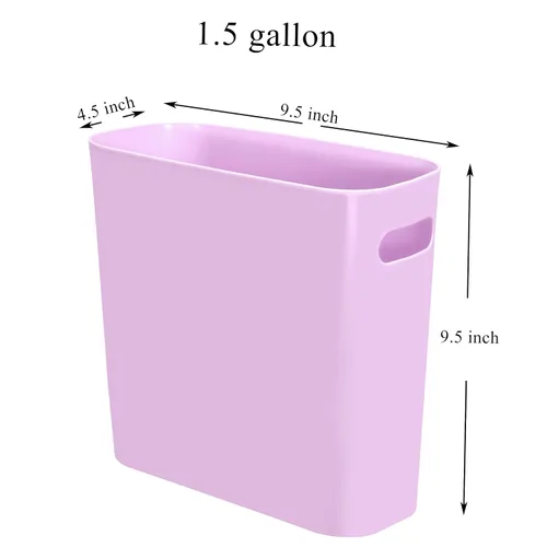 Miniatura 2 de Youngever Cubo de basura delgado de 1.5 galones, contenedor de basura de plástico, cubo de basura pequeño con asas para hogar, oficina, sala