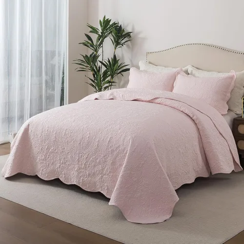 Miniatura 249 de HoneiLife - Juego de colcha de tamaño Queen, juego de ropa de cama de pana bordada de 3 piezas, colcha de lujo, ligera, cálida, para todas las Pana