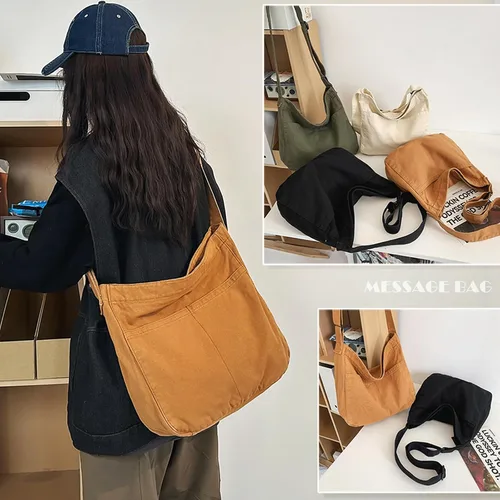 Miniatura 6 de Bolsa de lona casual Hobo Crossbody bolsa de hombro para mujeres y hombres, bolso grande bolso mensajero bolsa de viaje trabajo