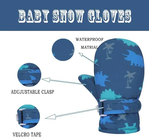 Miniatura 6 de Urban Virgin Guantes de invierno para bebés y niños pequeños, con forro polar, cálidos, impermeables, guantes de nieve para niños y niñas