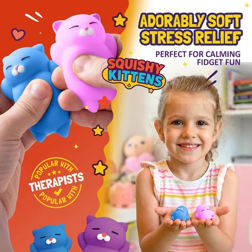 Miniatura 2 de Nutty Toys Juego de Gatos Suaves - Gatitos Kawaii de Silicona Suave de 2", Juguete Principal para Alivio del Estrés 2025 Regalos Únicos