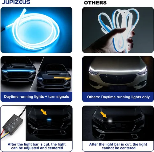 Miniatura 6 de Tira de Luz LED Cortable para Debajo del Capó del Coche, Tiras LED para Motor Automotriz, Luz Direccional Guía Decorativa, Impermeable IP66