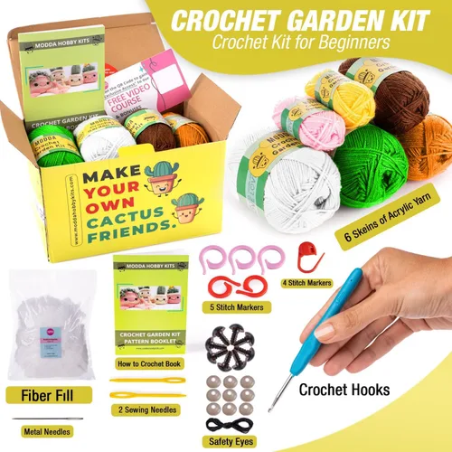 Miniatura 2 de MODDA Kit de Ganchillo para Principiantes - Kit de Inicio de Ganchillo para Principiantes con Tutoriales en Video Fáciles de Seguir, Kits