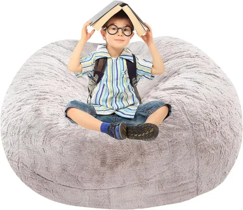 Miniatura 60 de BCU Funda para Silla Puf Ultra Suave Esponjosa de Piel Sintética Falsa Funda para Puf de Felpa Funda para Sillas de Sala de Estar para Adultos