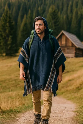 Miniatura 4 de Gamboa Poncho de alpaca para hombre Pancho mexicano con capucha vaquero y ponchos occidentales manta para adultos