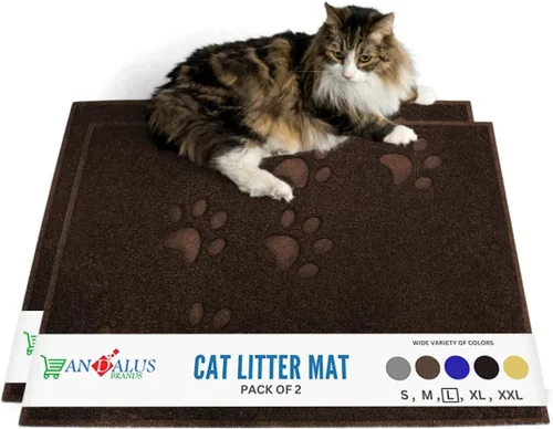 Miniatura 23 de Andalus Tapete Pequeño para Arena de Gatos, Paquete de 1 - Impermeable, Antideslizante y Fácil de Limpiar, Tapete para Caja de Arena de Gatos