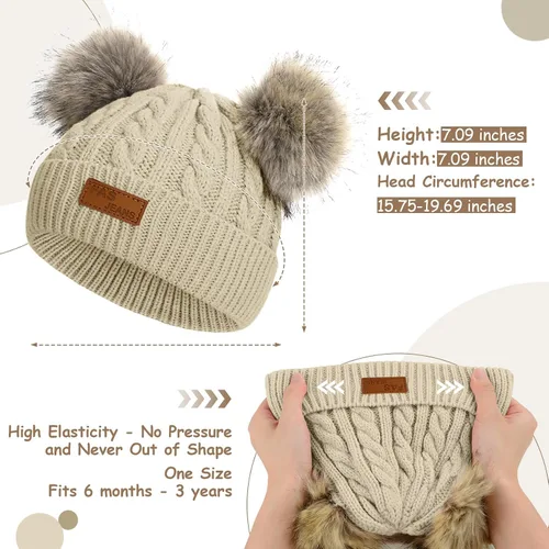 Miniatura 31 de Century Star Toddler Beanie Baby Girls Winter Hat - 6-36 Months Warm Knit Pom Pom Hats for Gils Boys