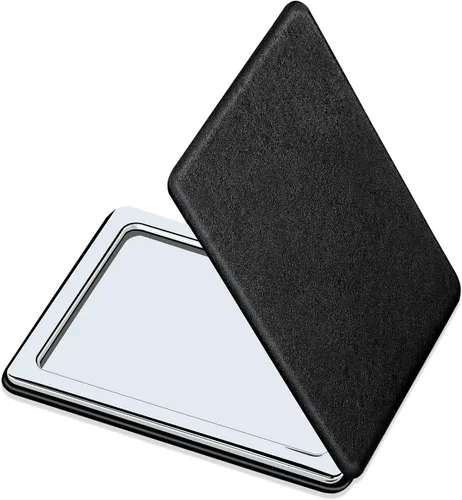 Espejo de tocador compacto para hombres, negro, espejo de maquillaje de viaje para bolso de mano, bolsillo, cartera, espejo cosmético portátil de