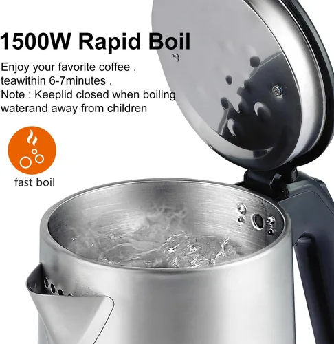 Miniatura 5 de WOOLALA Hervidor de agua eléctrico de 2.0 L, caldera y calentador de agua de gran volumen, calentador de agua caliente de acero inoxidable