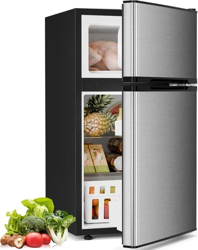 Miniatura 9 de Antarctic Star - Refrigerador compacto con congelador, mininevera de 2 puertas, estante ajustable, refrigerador pequeño para dormitorio, oficina