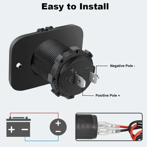 Miniatura 5 de Riseuvo 1 Paquete Enchufe para Encendedor de Cigarrillos, Toma de Corriente Impermeable para Automóvil, Marina, Motocicleta, ATV, RV - Adaptador