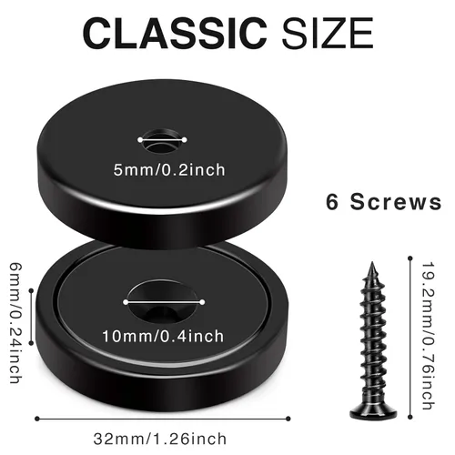 Miniatura 2 de MIKEDE Imanes fuertes con agujeros, 110 libras + imanes de neodimio fuertes con tornillos inoxidables para montaje en pared, imán de base redonda