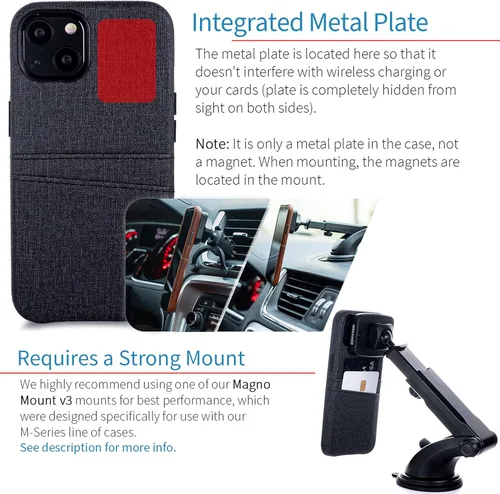 Miniatura 3 de Dockem Funda tipo cartera para iPhone 13 con placa metálica integrada para montaje magnético y 2 bolsillos para tarjetas de crédito: Luxe M2, piel
