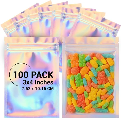 Miniatura 12 de COLSEN – Paquete de 100 bolsas planas herméticas resellables de mylar (tereftalato de polietileno/PET) metalizado, de 3 x 4 pulgadas