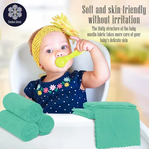 Miniatura 5 de Paquete de 16 toallitas para bebé - 10x10 pulgadas, vellón de coral - Paños de lavado extra absorbentes y suaves para recién nacidos, bebés y niños