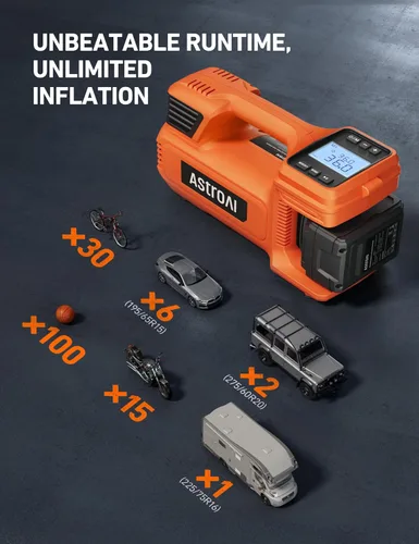 Miniatura 3 de AstroAI TC4 - Inflador de neumáticos con compresor de aire portátil, bomba de aire inalámbrica de 470 W 18 V para neumáticos de camión con batería
