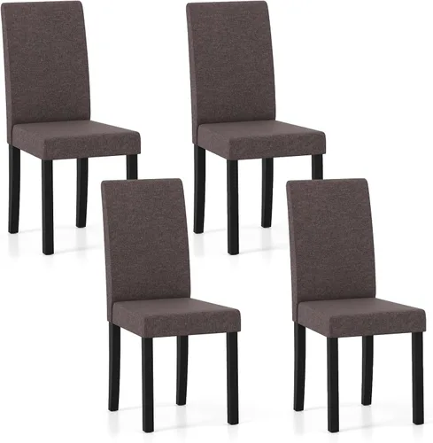 Miniatura 16 de Giantex Juego de 2 sillas de comedor tapizadas, sillas de cocina de tela moderna de mediados de siglo con patas de madera de goma, asiento acolchado