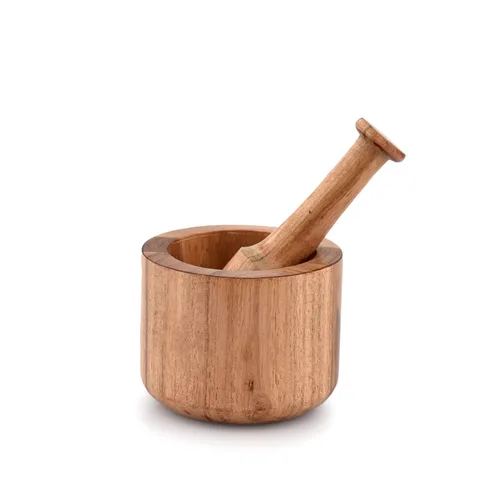Samhita Mortero y Mano de Mortero de Madera de Acacia para Ajo, Pimienta, Hierbas, Triturador, Utensilios de Cocina, Regalo de Cumpleaños,