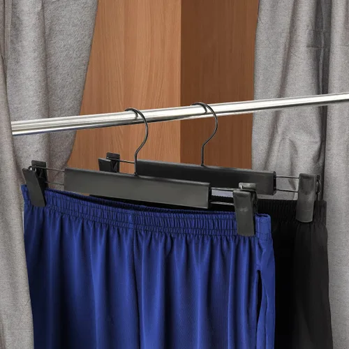 Miniatura 7 de GUANJUNE Paquete de 10 perchas para ropa y pantalones, soportes para faldas que ahorran espacio con ganchos giratorios de 360°, clips ajustables