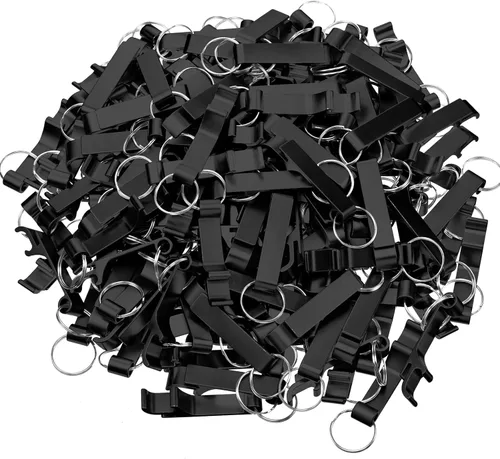 Boao 150 piezas de metal abridor de botellas dividido llavero llavero de aluminio a granel barra de garra de bolsillo de soda bebida cerveza Negro