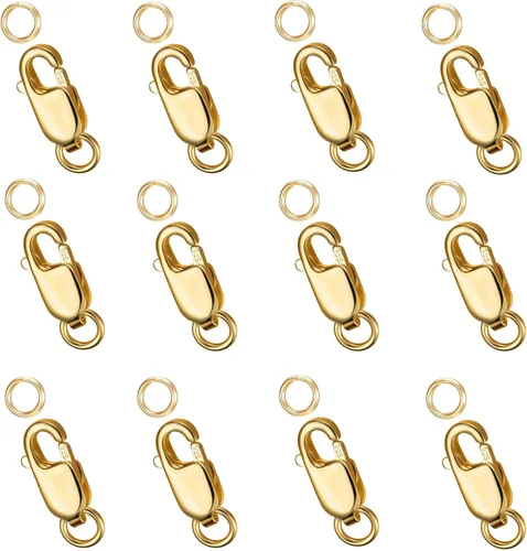 Miniatura 10 de Dailyacc Cierres de pinza de langosta para hacer joyas, oro y plata con anillos de salto, cierres seguros para collares, pulseras, manualidades