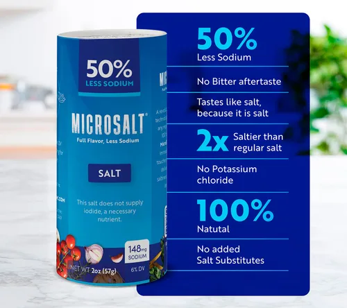 Miniatura 9 de Microsalt 50 % menos de sal de sodio, sustituto de sal regular, sal de condimento para cocinar, condimentar y hornear, sabor completo, menos sodio