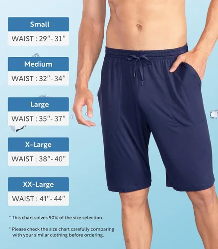 Miniatura 6 de DAVID ARCHY - Pantalones cortos de pijama para hombre de bambú y rayón, cómodos, transpirables, con bolsillos, para dormir, pack de 2
