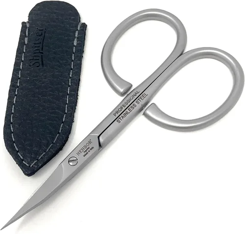 Miniatura 5 de Tijeras profesionales para uñas y cutículas, herramientas de manicura de acero inoxidable de lujo en estuche de cuero genuino fabricado en Italia