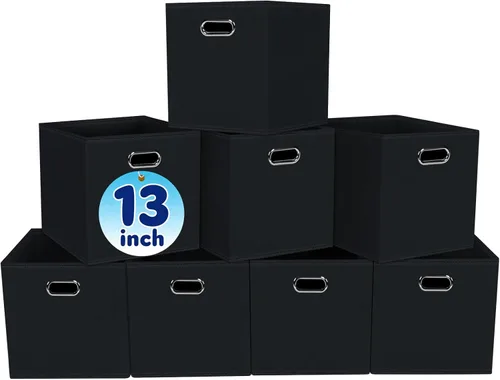 Miniatura 34 de Cubos de almacenamiento de tela – 13 x 13 x 13 pulgadas, cubos organizadores plegables con asas dobles – juego de 6, color azul