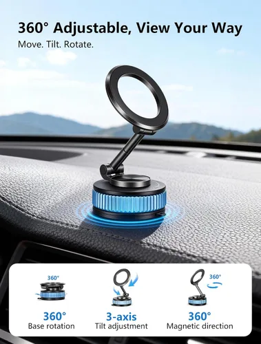 Miniatura 5 de Soporte de teléfono de coche para Magsafe [98 + libras de succión más fuerte y 2400 gf magnético] Soporte de teléfono ajustable de 360° para tu auto