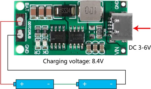 Miniatura 3 de 2PCS Tipo-C USB 2S 2A Boost Convertidor 8.4V 12.6V 16.8V Step-Up Power Module LiPo Polímero LiPo Batería de Litio Placa de Protección de Carga