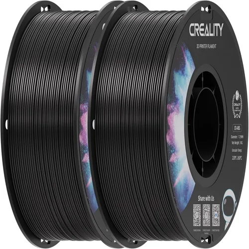 Creality Filamento ABS de 1.75mm, color negro, 2 kg, paquete de filamento para impresora 3D, excelente resistencia, inodoro, no tóxico, estabilidad,