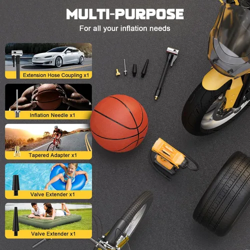 Miniatura 7 de Compresor de aire para inflador de neumáticos, compatible con batería Dewalt de 20 V, bomba de aire eléctrica portátil inalámbrica LIVOWALNY de 160
